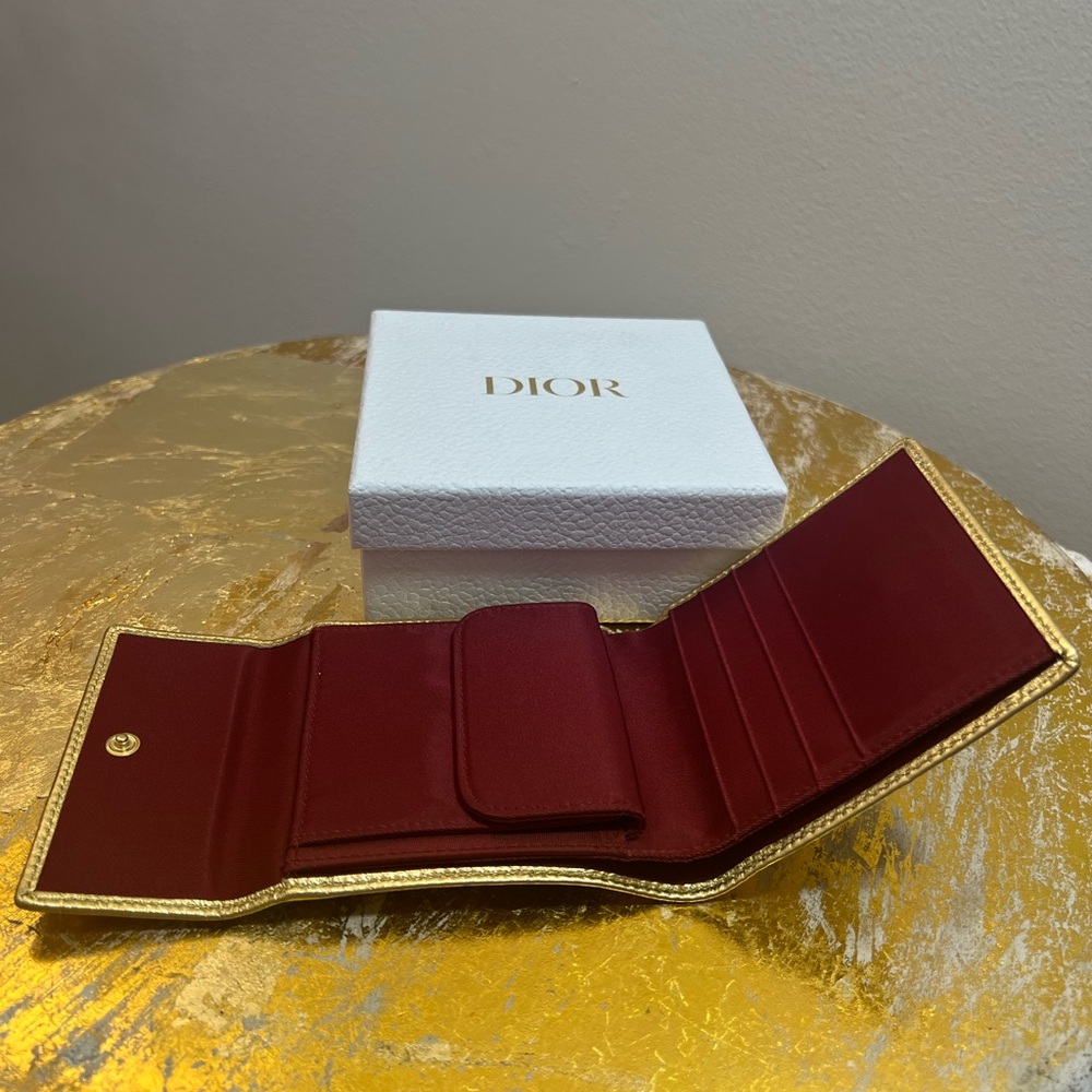 💛EUC💛 Christian Dior Compact Wallet - Gold Vintage Ostrich Embossed - Picture 6 of 11